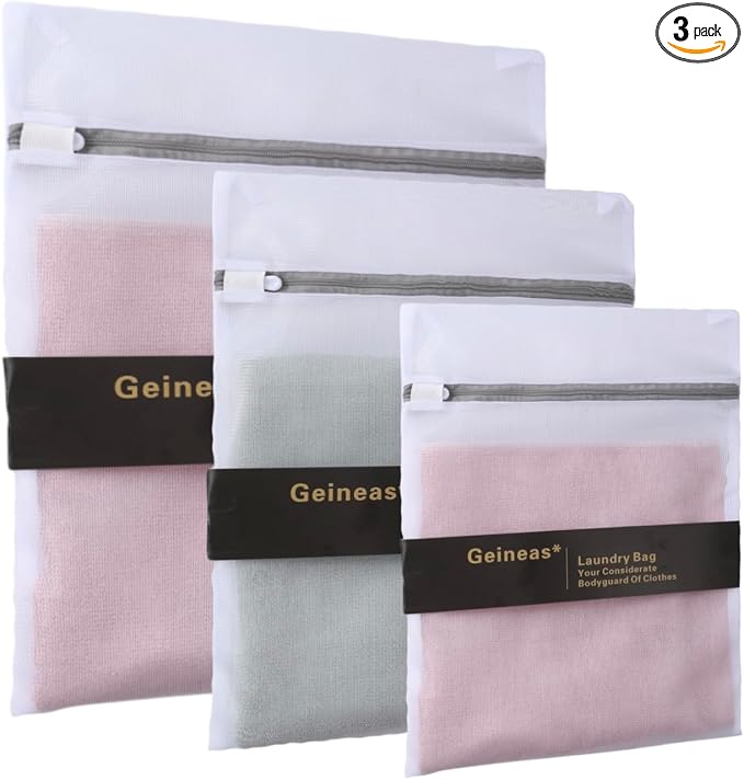 Lingerie Bags for Washing Delicates Pack Of 3 L/M/S Laundry Bags Mesh Wash Bags by GEINEAS