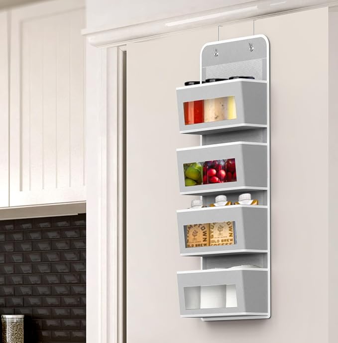 Simple Houseware 4 Clear Window Pocket Over Closet Door Storage Hanging - Image 3