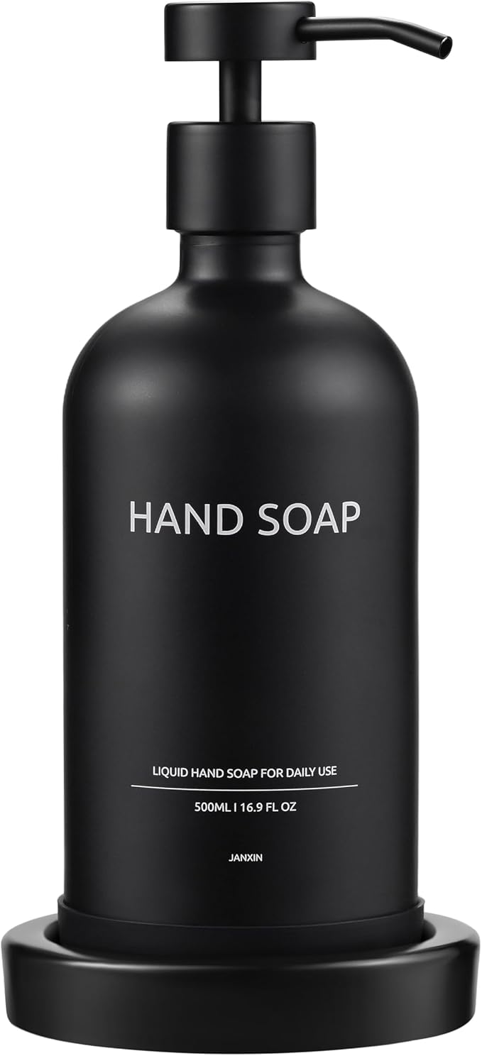 Glass Soap Dispenser Set by Janxin, Bathroom Soap Dispenser Set by Janxinmakeyouloveyourhome