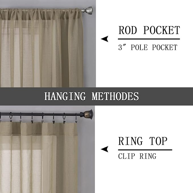 Tollpiz Short Sheer Curtain Linen Textured Living Room Curtains Sheer Light - Image 5