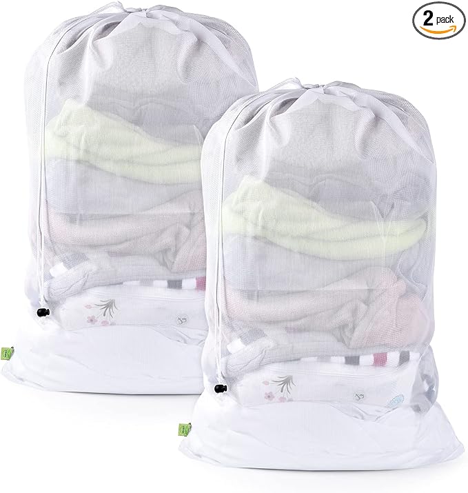 OTraki 2 Pcs Large Mesh Laundry Bags, 24X36 Inch Heavy Duty Drawstring Laundry by OTraki