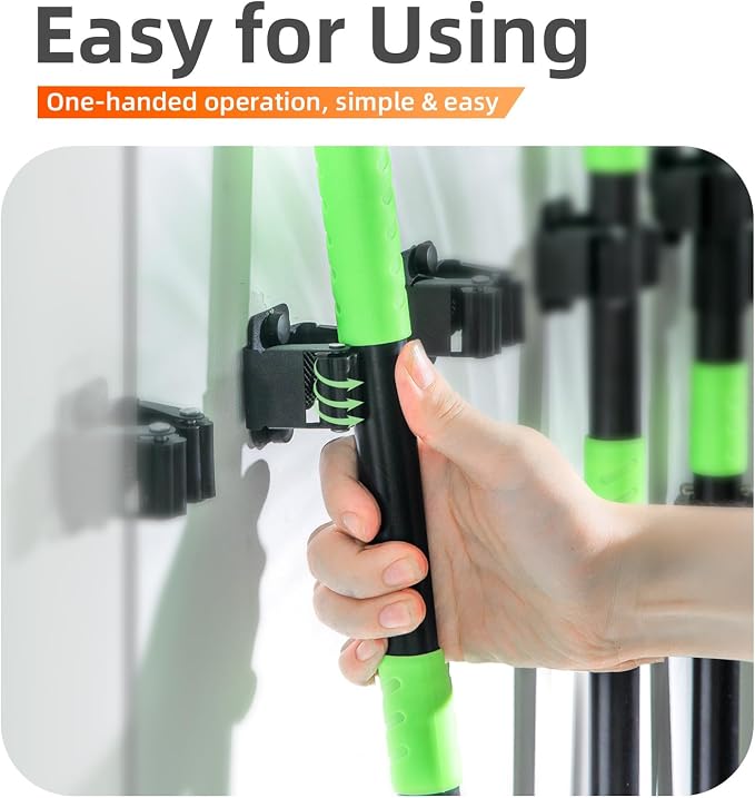 8 PCS Broom Holder Wall Mount, Upgraded Heavy Duty Mop and Broom Holder Wall - Image 6