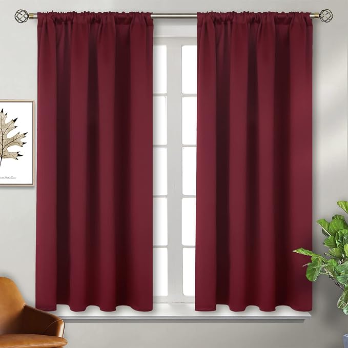BGment Short Burgundy Blackout Curtains 45 Inches Length - Image 6