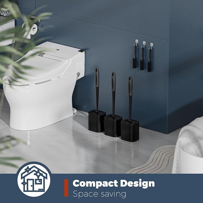 Toilet Brush, 3 Pack Toilet Brush and Holder Set Bathroom Accessories, Toilet - Image 7