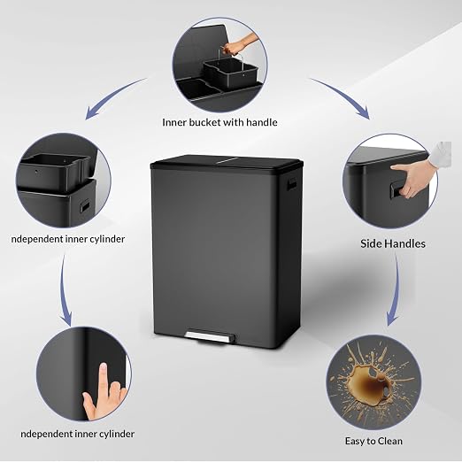 GarveeHome Step Dual Trash Can, 60L/16 Gallon Recycle Bins - Image 6