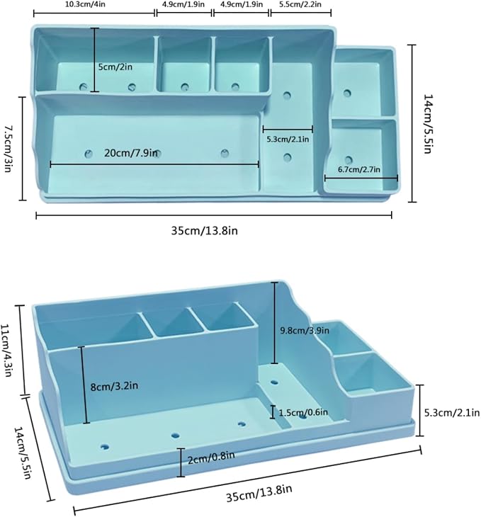 Silicone Multifunctional Bathroom Organizer Countertop, 7Compartment Silicone - Image 4