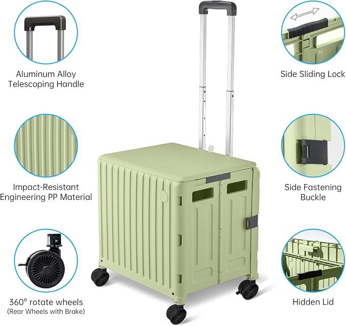 Heavy Duty Rolling Cart for Stairs：Collapsible Utility Crate - Image 5