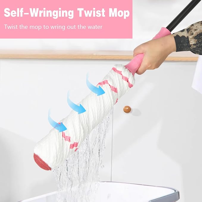 Self-Wringing Twist Mop for Floor Cleaning, 57” Long Handle Heavy Duty - Image 3