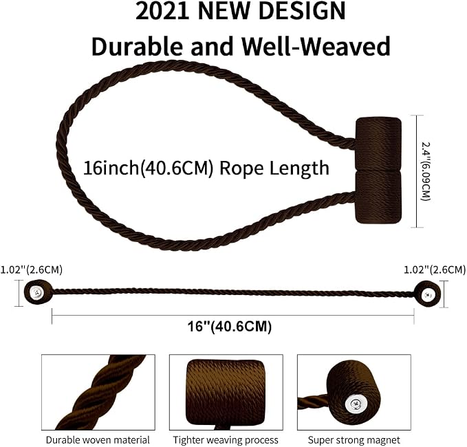18 Inch Strong Magnetic Curtain Tiebacks, Curtain Holdbacks Modern Upgrade - Image 3
