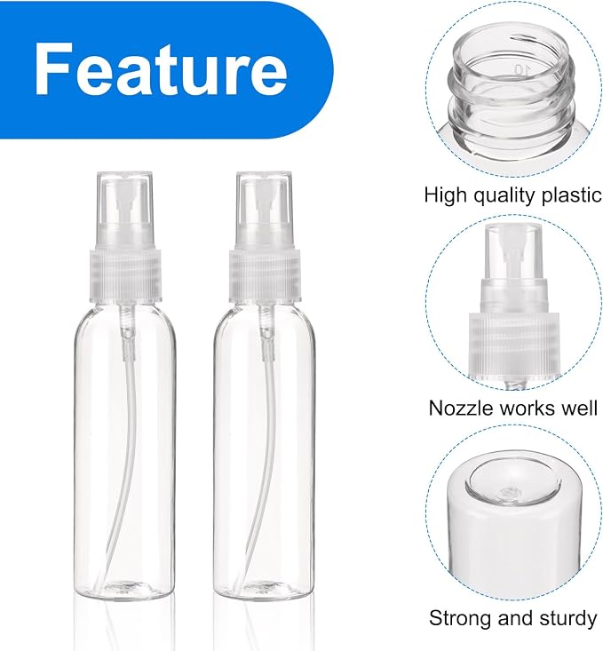 uxcell 20Pack Spray Bottles, 2Oz/60ML Reusable Clear Empty Mist Plastic Mini - Image 3
