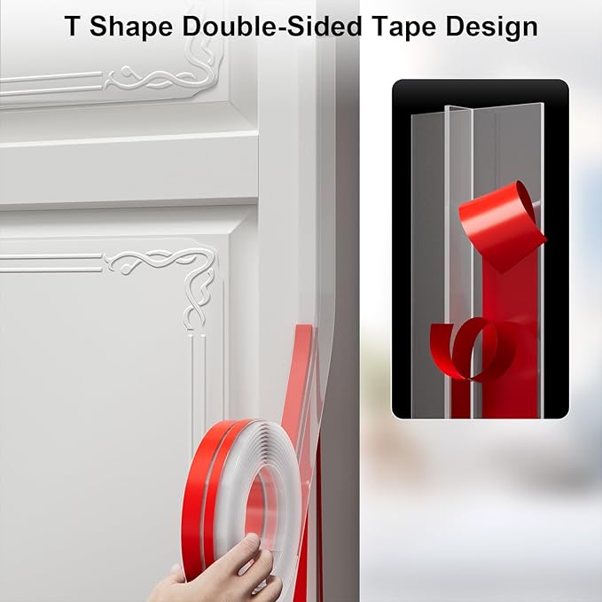 T-Shaped Door Draft Stopper, 1.37 in x 40 Ft Silicone Seal Strip - Image 4