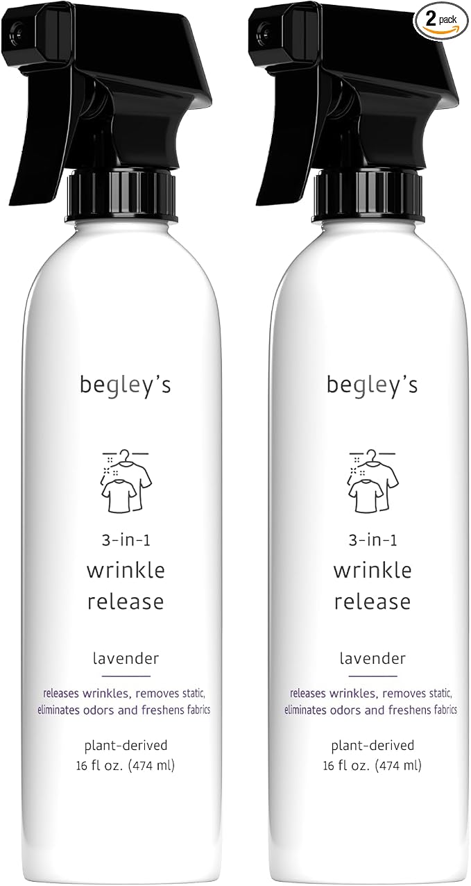 Begley's 3-in-1 Wrinkle Remover, Quick Fix Wrinkle Release, Static Cling Remover by Begleys