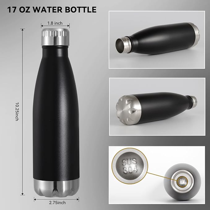 VEGOND 17oz Stainless Steel Water Bottles, Reusable Metal Sports Water Bottle - Image 3