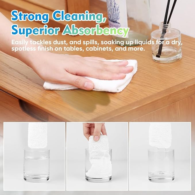 HOMEXCEL White Microfiber Cleaning Cloth 12 Pack, 12.5 x 12.5 inch Microfiber - Image 5