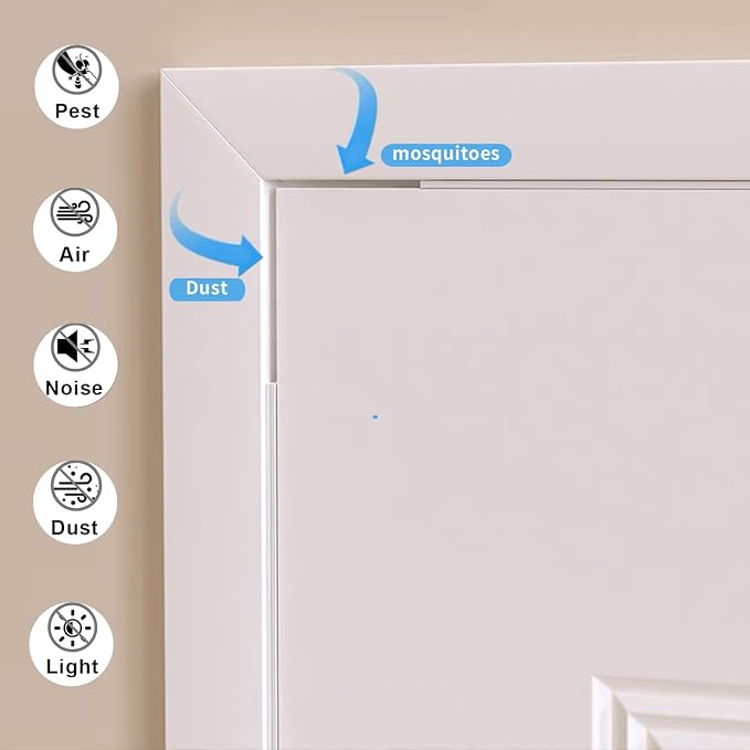Weather Stripping Door Seal White, Self Adhesive Foam Tape, Window Insulation - Image 5