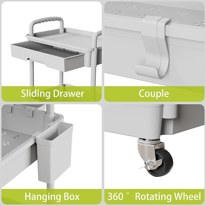 3 Tier Rolling Cart Organizer, Laundry Room Bathroom Organizers and Storage - Image 4