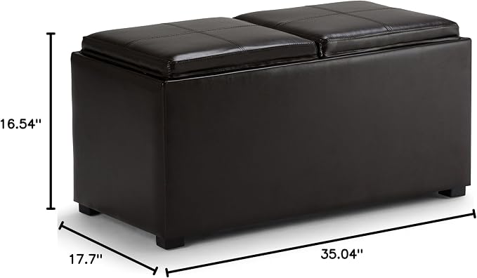 SIMPLIHOME Avalon 35 inch Wide Contemporary Rectangle 5 Pc Storage Ottoman in - Image 12