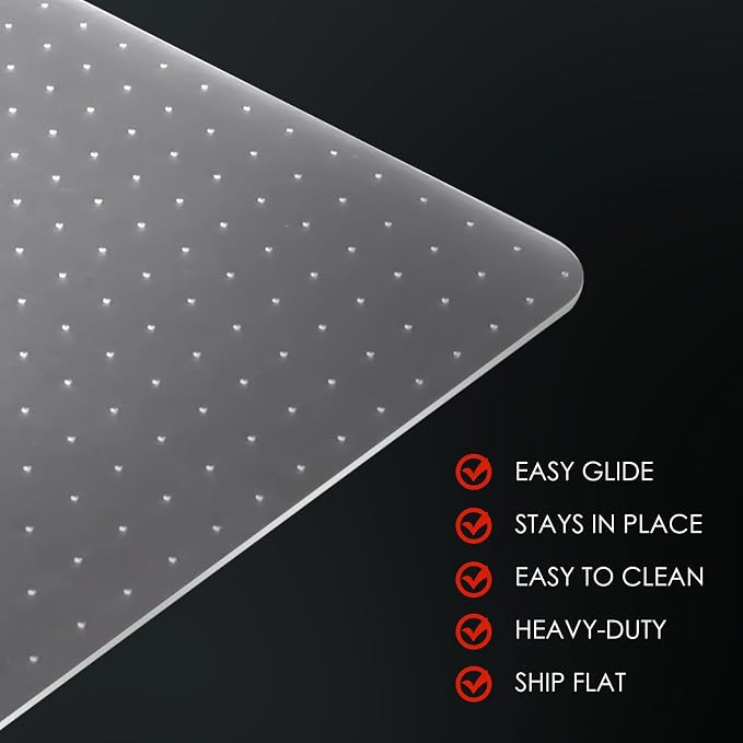Kuyal Office Chair Mat for Carpet, 46x60 Clear Heavy Duty Computer Chair Mat - Image 5