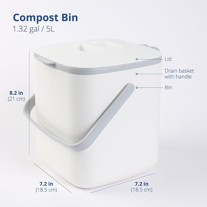 BLUE GINKGO Kitchen Compost Bin – Filter-Free, Odor-Tight Countertop Food Waste - Image 2