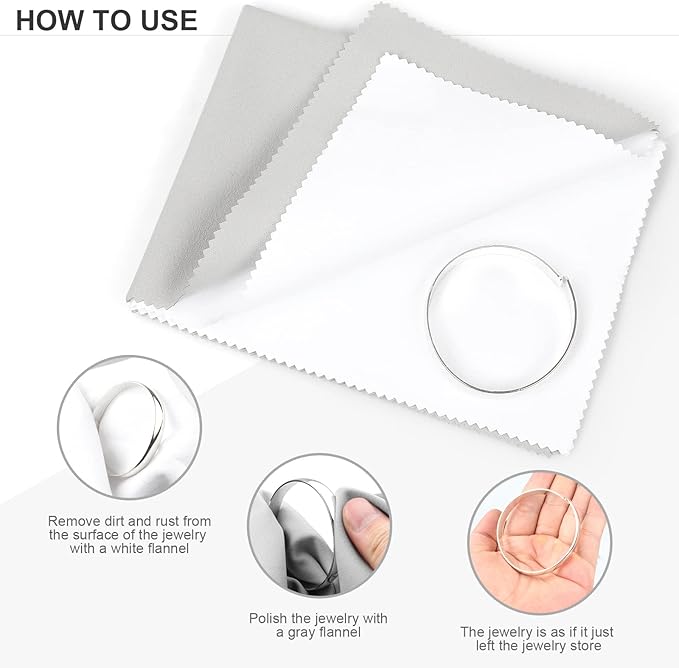 Jewelry Cleaning and Polishing Cloth, 100% Pure Cotton Silver Polishing Cloth - Image 3