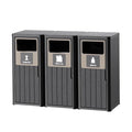 Outdoor Three Barrel Trash Can, Waterproof Resin Garbage Can by OutdoorLivingPerfected
