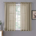 Tollpiz Short Sheer Curtain Linen Textured Bedroom Curtains Sheer Light by Tollpiz