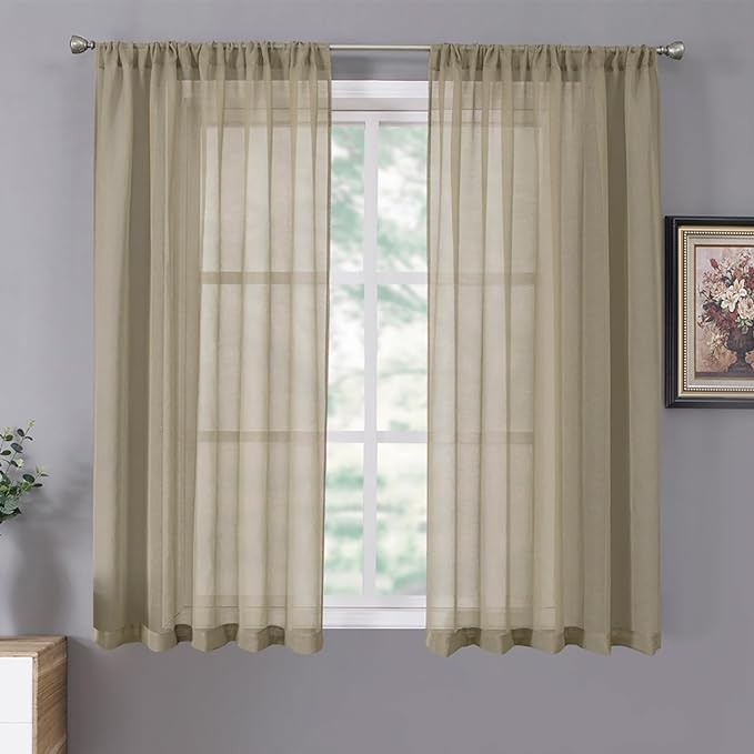 Tollpiz Sheer Curtains Living Room Linen Textured Curtain Sheers Light by Tollpiz