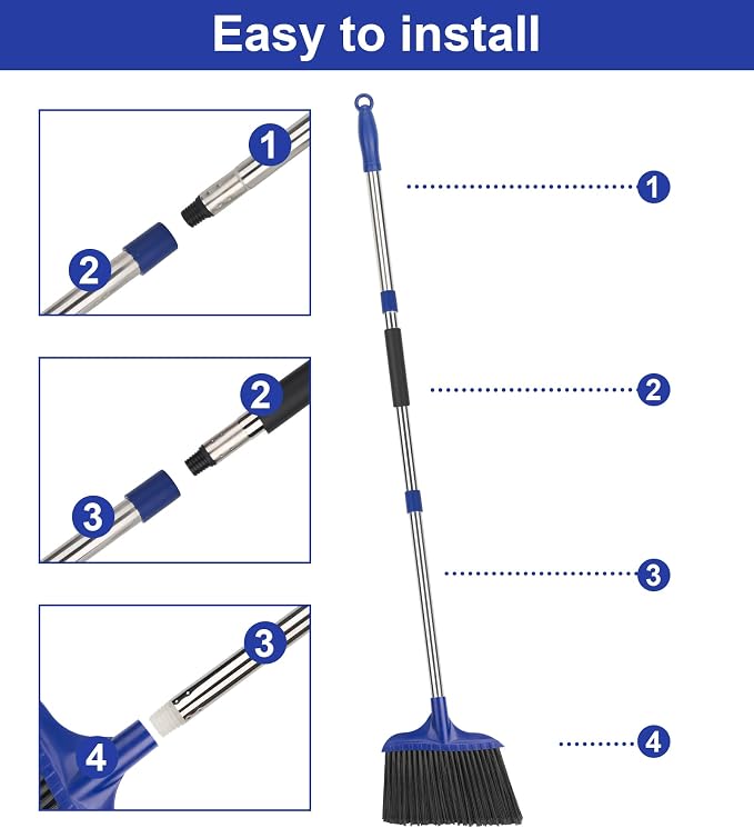 Kefanta 2 Pack Heavy Duty Broom Indoor/Outdoor Commercial Brooms Angle Broom 53 - Image 5