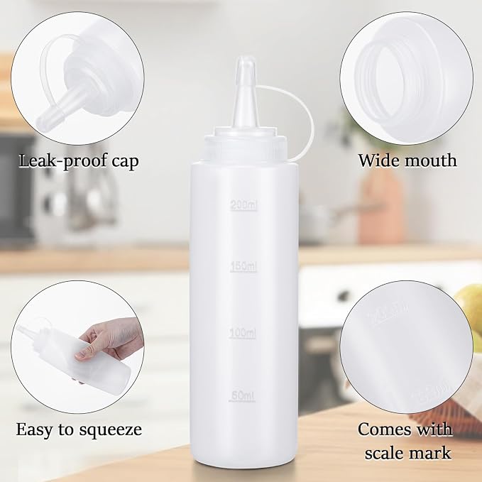 Condiment Squeeze Bottles Ketchup Dispenser, 6 Pack 8oz Squeeze Bottles - Image 3