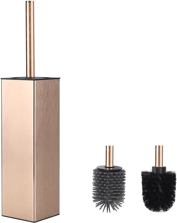 BVL Toilet Brush and Holder Set Rose Gold Freestanding by BVLBath