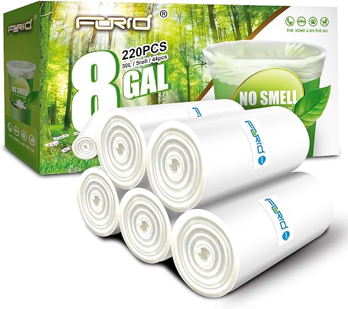 FORID Clear Medium Garbage Bags – 8 Gallon Plastic Trash Bags 30 Liter by FORID