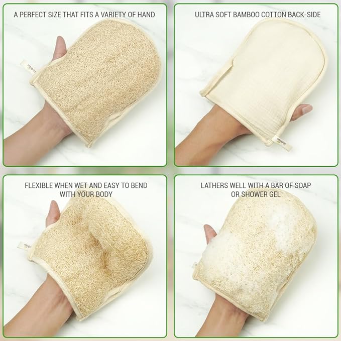 Premium Vietnamese Natural Loofah Gloves – Exfoliating Body Scrubber Mitts - Image 6