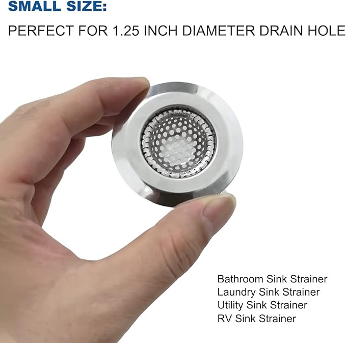 1.25" Small Drain Strainer, Sink Drain Hair Catcher, Bathroom Sink Strainer - Image 4