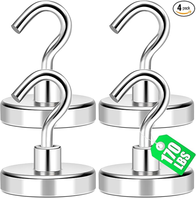 MIKEDE Magnetic Hooks Heavy Duty, 170Lbs+ Super Strong Magnet Hooks by MIKEDE