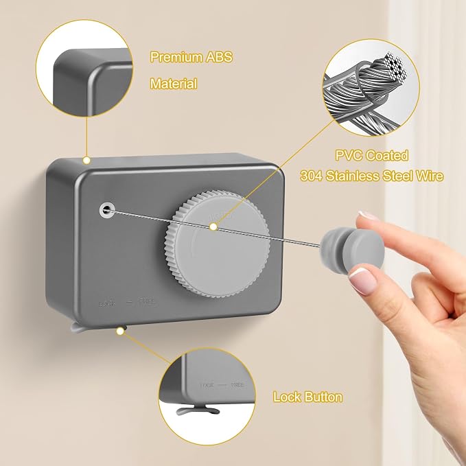 Retractable Clothesline Indoor/Outdoor, Anti-Sag - Image 5