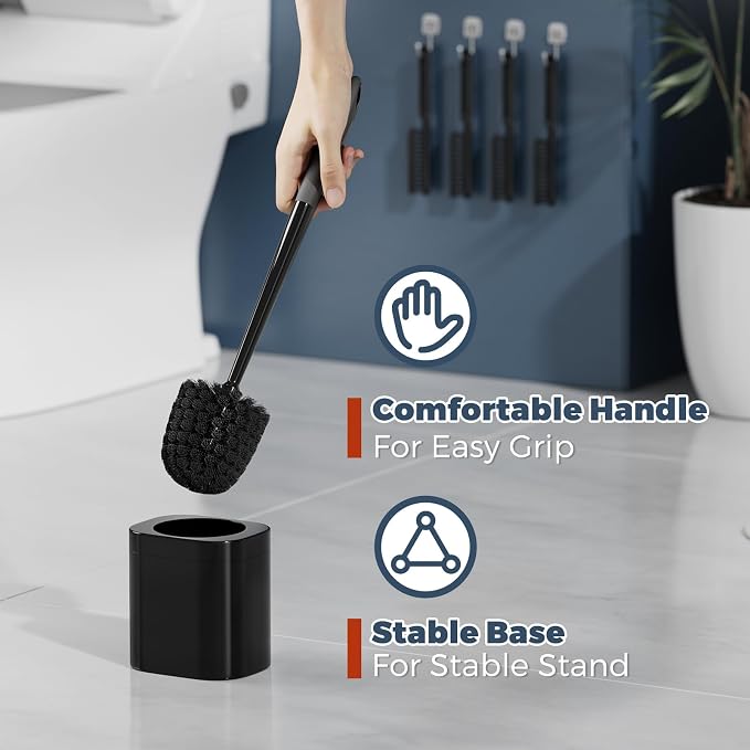 Toilet Brush, 4 Pack Toilet Brush and Holder Set Bathroom Accessories, Toilet - Image 5