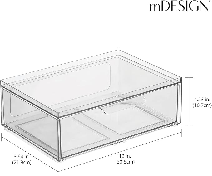 mDesign Plastic Wide Stackable Kitchen Storage Organizer Bin Containers - Image 3