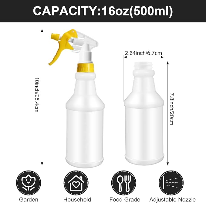 Eccliy 12 Pcs 16 Oz Plastic Spray Bottle, Adjustable Empty Reusable Sprayer - Image 2