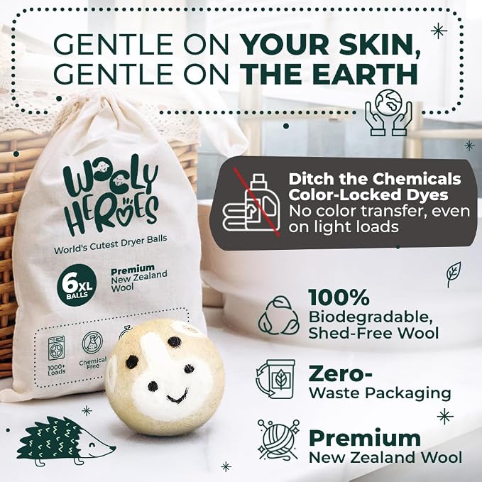 No More Dryer Sheets! Reusable Wool Dryer Balls XL 6-Pack - Image 3