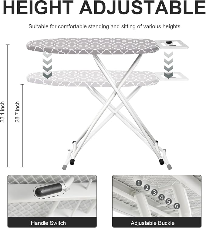 Ironing Board, Foldable Ironing Board Adjustable Height Compact Iron Board - Image 4