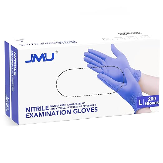 JMU 200 Pcs Nitrile Gloves Large, Disposable Nitrile Exam Gloves Latex Free by JMU