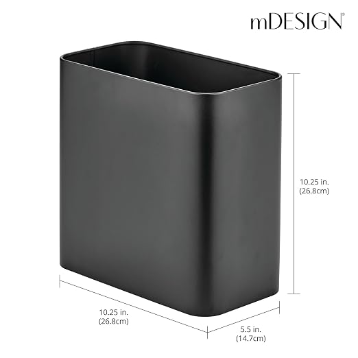 mDesign Small Metal 2.4 Gallon Trash Can Wastebasket Garbage Bin - Image 3