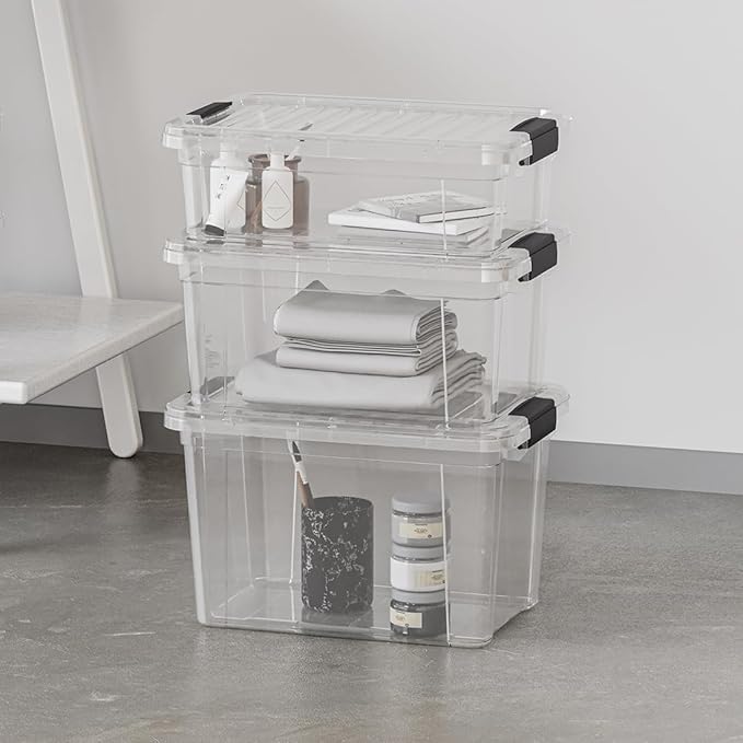 Superio Storage Bins with Lids- 4 Pack, 1.85 Qt Clear Boxes - Image 7