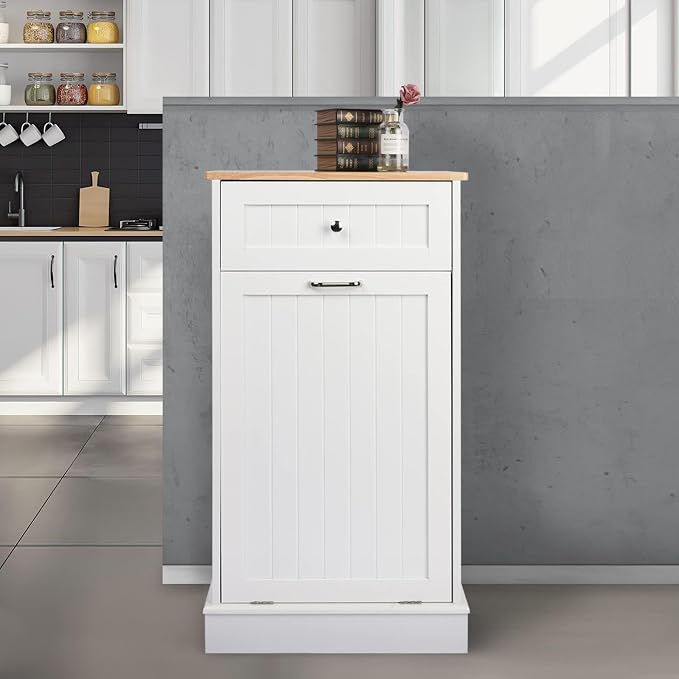 Betterhood Tilt Out Trash Cabinet 10 Gallon Wooden Free Standing Laundry Sorter by Betterhood
