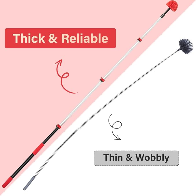 5-12 FT Extension Pole with 2 Outdoor Cobweb Brushes, 20 FT High Reach Ceiling - Image 7