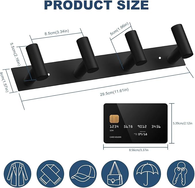 VAEHOLD 2PACK Hat and Coat Wall Mount Rack - Image 5