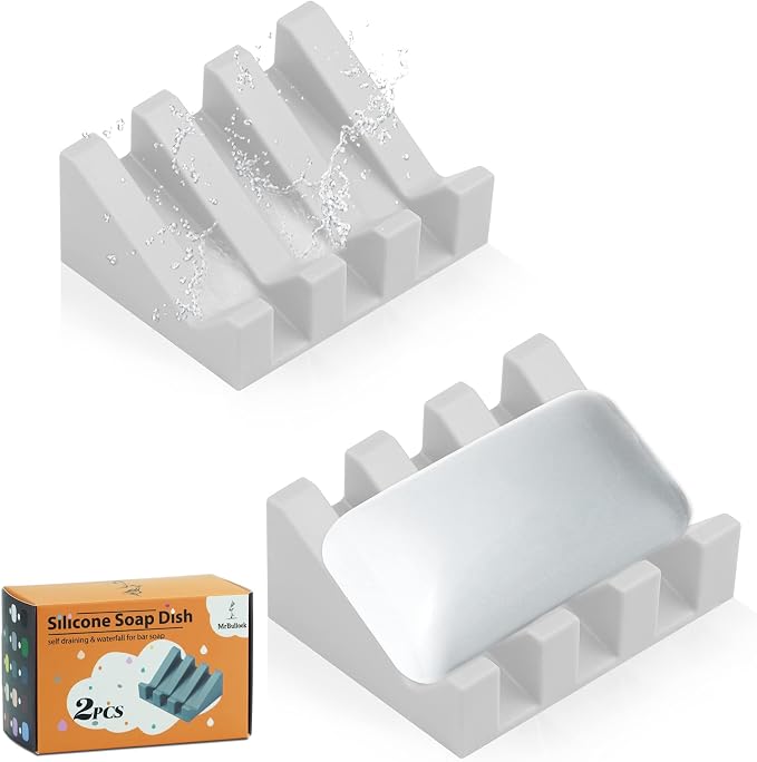 Silicone Soap Dish for Bar Soap Holder for Shower Bathroom Self Draining by MrBulloc