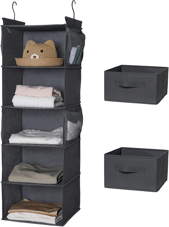MAX Houser 5 Tier Shelf Hanging Closet Organizer, Cloth Hanging Shelf - Image 8