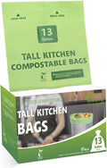 100% Compostable Trash Bags, 13 Gallon, 49.2 Liter, 0.91 Mils by Codirom