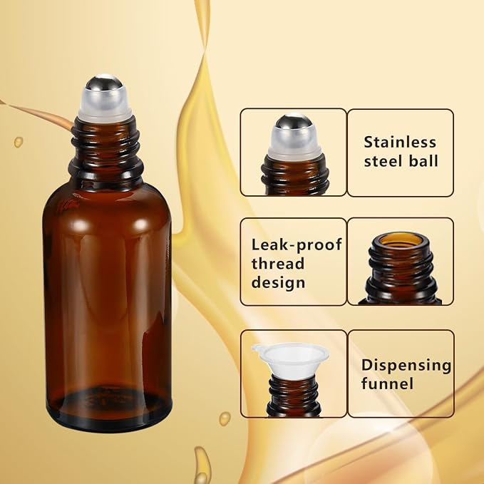 5ML Roller Bottles for Essential Oil, 4 Pack Empty Amber Glass Roller Bottle - Image 3